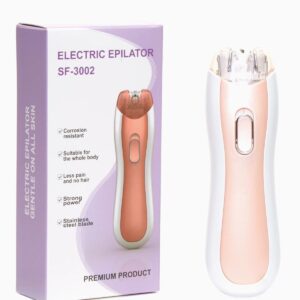 Electric epilator with sleek design and packaging.