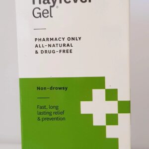 Box of allergy relief gel, non-drowsy and drug-free.
