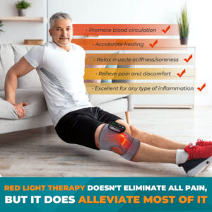 Man using red light knee therapy device