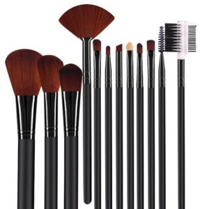 12 Pc Professional Complete Makeup Brush Set with Travel Case